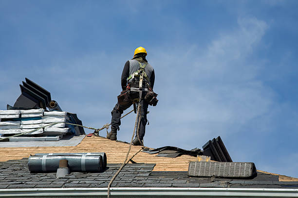 Professional Gutter Installation technician working in Nome, TX